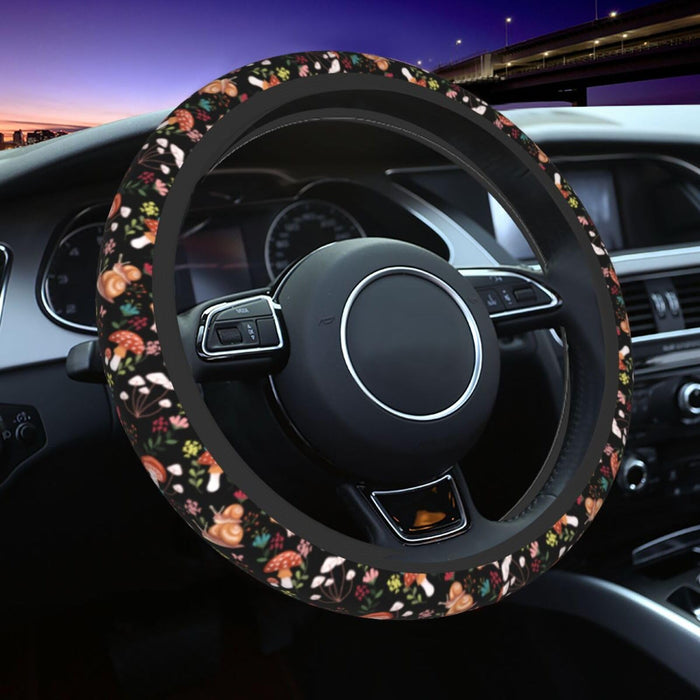 MINIOZE Mushroom Vintage Steering Wheel Cover 15 Inch Neoprene Black 1pc by Deal US