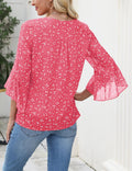 CiCiBird Women Chiffon Floral Blouse 3/4 Ruffle Sleeve Pink Size XXL by Deal US