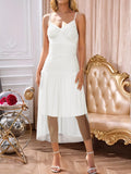 Wenrine Women's Summer Spaghetti Strap Maxi Dress White Size L by Deal US
