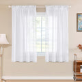 Turquoize Linen Sheer Rod Pocket Curtains 52x63in Set of 2 Pure White by Deal US
