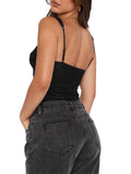 REORIA Women's Lace Bustier Crop Tank Top Black Size XL by Deal US