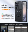 Magnetic Case for Samsung Galaxy S26 Ultra with Ring Stand Slide Camera Cover Screen Protector Black by Merch Section