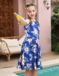 Ahegao Hawaiian Flower Girls Dress Lace 3D Flower Blue Pink Green Size 10 by Deal US