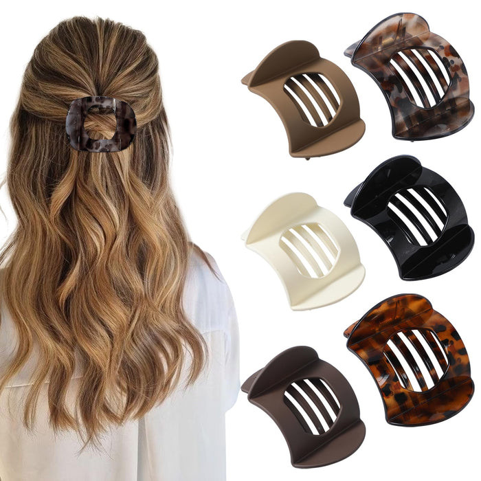 6 Pcs Flat Hair Clips Women Large Claw Clips Strong Hold No Slip Barrettes by Deal US