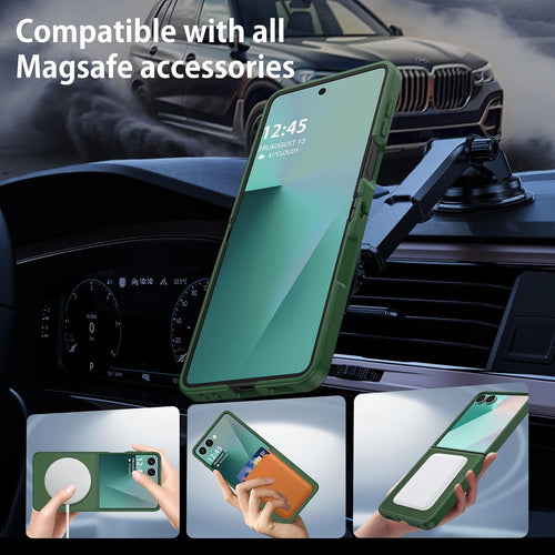 Magnetic Dual-Layer Shockproof Case for Samsung Galaxy Z Flip 7 Green by Merch Section