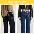 RAHHLIZS 2PCS Double Layer Pants Chain for Men Women, Gold Silver Metal Jeans Wallet Chain with Clip, Hip Hop Punk Biker Pocket Belt Accessory