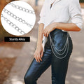 QWORK Wallet Chain for Men Women, 3 Pack Silver Jeans Chains Set (Single/Double/Triple Layer), Alloy Pants Pocket Belt Chain with Lobster Clasp & Key Ring for Biker Hip Hop Punk