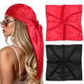 Large Head Scarf for Women Satin Hair Scarf 2Pcs Square Silk Head Scarf Band