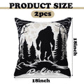 Burbell Bigfoot Christmas Pillow Covers Set of 2 Black 18x18 by Deal US