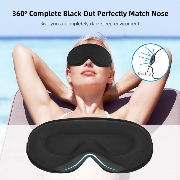 ANPKEC Sleep Mask,3D Contoured Sleeping Mask,99% Light Blocking Eye Mask, Zero Eye Pressure Cup Blindfold for Men Women, with Adjustable Strap for Sleeping, Yoga,Traveling(Black)