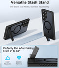 Magnetic Case for Samsung Galaxy S23 Ultra with Invisible Stand Military Grade Protection Black by Merch Section