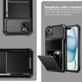 with iPhone 15 Case with Card Holder, 4-Card Dual Layer Heavy Duty Sh