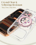 Magnetic Ring Stand Case for iPhone 17 Pro Purple Flower Clear Soft TPU Cover by Merch Section