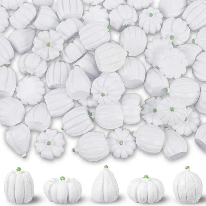 winemana Mini Pumpkins Fall Decorations 80 Pack White Resin Small by Deal US