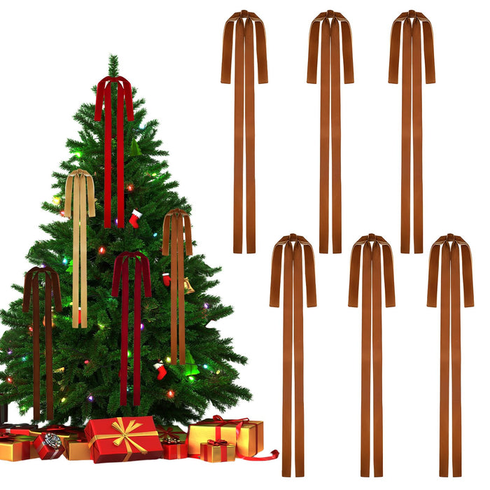 Rokkibom Camel Velvet Ribbon Bows 6 PCS Large 23.5x15.5 Inch Christmas by Deal US
