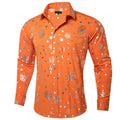 DiBanGu Mens Christmas Long Sleeve Button Down Shirt Orange Silver Size XX-Large by Deal US