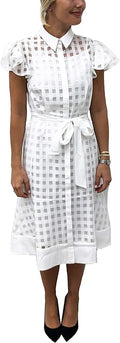 Julia Jordan Ivory Short Sleeve Textured Shirt Dress, Size 16 by Vanessa Jane