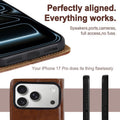 Wallet Case for iPhone 17 Pro with Card Holders and Kickstand Brown by Merch Section