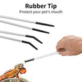 Novery 2PCS Stainless Steel Reptile Feeding Tongs with Rubber Tip, 10.6” Straight & Curved Long Tweezers for Aquarium or Craft, Bearded Dragon Tank Snakes Enclosure Accessories, Terrarium Supplies