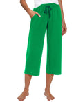 RESHE Womens Capri Pants Yoga Wide Leg Drawstring Pockets Green Size 2XL by Deal US