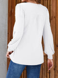 Licemere Women's Long Sleeve Pleated Puff Sleeve Tunic Shirt White Size L by Deal US