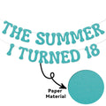 Nesinpa The Summer I Turned 18 Banner Blue Glitter 18th Birthday Party by Deal US
