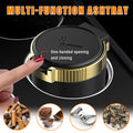 Kewucn Car Ashtray with Lid Portable Stainless Steel LED Blue Light Gold by Deal US