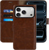 Wallet Case for iPhone 17 Pro with Card Holders and Kickstand Brown