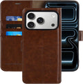 Wallet Case for iPhone 17 Pro with Card Holders and Kickstand Brown by Merch Section