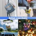 Butterfly Rearview Mirror Accessories - Cute Acrylic Hanging Charm, Flower Ornament Pendant for Car, Home Decoration, Keepsake, Christmas, Valentine's Day Gift (Purple&Pink)