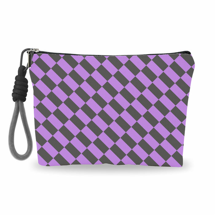 luixd Cosmetic Makeup Bag Travel Pouch Organizer Black Purple Checkerboard by Deal US