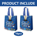 delaimastor 16Pcs Father's Day Non-Woven Gift Bags Blue Black 7.8x3.1x9.8in by Deal US