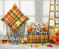 4TH Emotion Fall Pillow Covers 18x18 White Pumpkin Check Set of 4 by Deal US