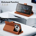 RFID Blocking Leather Folio Wallet Case for iPhone 17 Pro 6.3" Light Brown by Merch Section