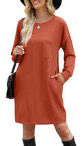 WIHOLL Fall Long Sleeve Mini Dress with Pockets Caramel Size L by Deal US