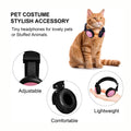 Olyre Pet Headphones for Small Dogs Cats, Adjustable Decorative Neckwear/Neck Accessories for Pets (Head or Neck Circ Under 10 inch),Party Favors,Photo Props-Black&Pink