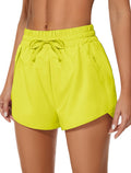addigi Women's Running Shorts High Waisted Quick Dry Pockets Yellow Size L by Deal US