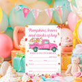 YGRBXJZD Fall Pumpkin Birthday Invitation Girl Pink Floral 4x6 20 Sets by Deal US