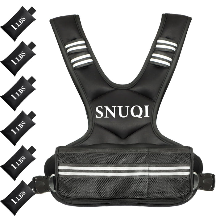 SNUQI Adjustable Weighted Vest with 6 Ironsand Weights Black Size 9-18 lb by Deal US