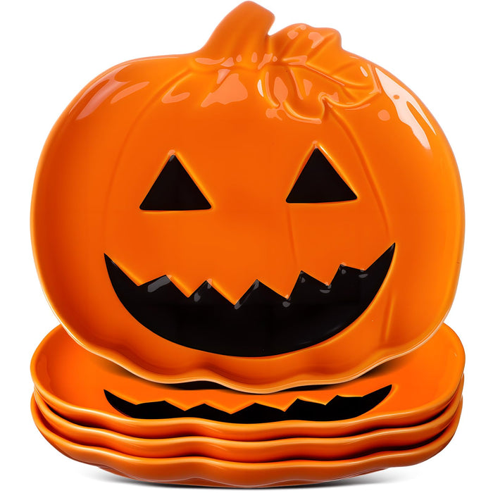 LemonRoad Halloween Ceramic Pumpkin Candy Dishes 7.87'' Orange 4 Pcs by Deal US