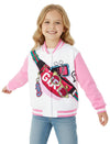 PATPAT Girls Varsity Baseball Jacket Pink Lightweight Bomber Coat Size 9-10