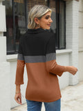 TICTICMISS Women's V Neck 3/4 Sleeve Zipper Polo Shirt Black-Charcoal-Brown L by Deal US