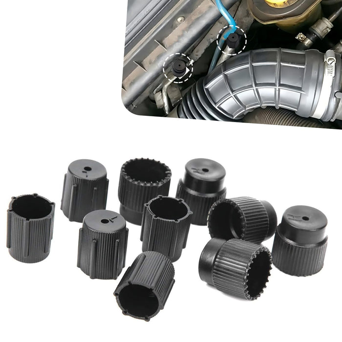 lekudo Car A/C Service Port Cap Kit 10pcs 0.5" Low & 0.6" High Pressure Black by Deal US