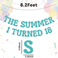 Nesinpa The Summer I Turned 18 Banner Blue Glitter 18th Birthday Party by Deal US
