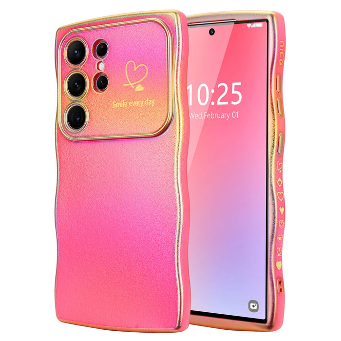 for Samsung Galaxy S25 Ultra Case for Women Girls, Cute Wave Frame Curly Shape w