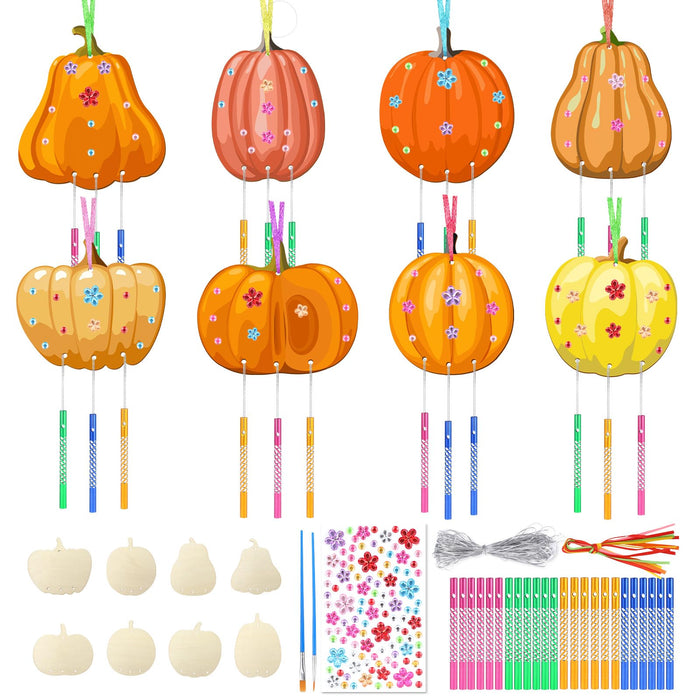 SRIZIAN Pumpkin Wind Chimes Kit DIY Wood Crafts Kids Autumn Party 8 Pack by Deal US