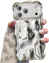Ripple Wave 3D Chrome Case for iPhone 17 Pro Max Silver
