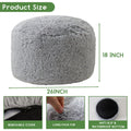 HIGOGOGO Round Faux Fur Stuffed Pouf Ottoman 26x18 Light Grey by Deal US