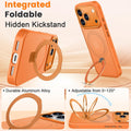Magnetic Ring Stand Case for iPhone 17 Pro Orange Military-Grade Anti-Scratch Translucent Matte Cover by Merch Section