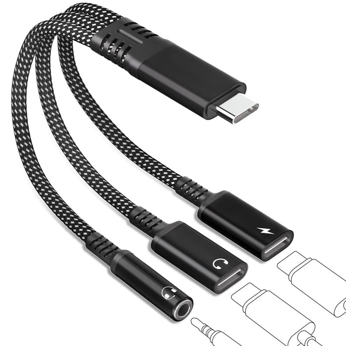 tiavalmax USB C Splitter 3.5mm Headphone Charger Adapter 60W PD Fast Black by Deal US